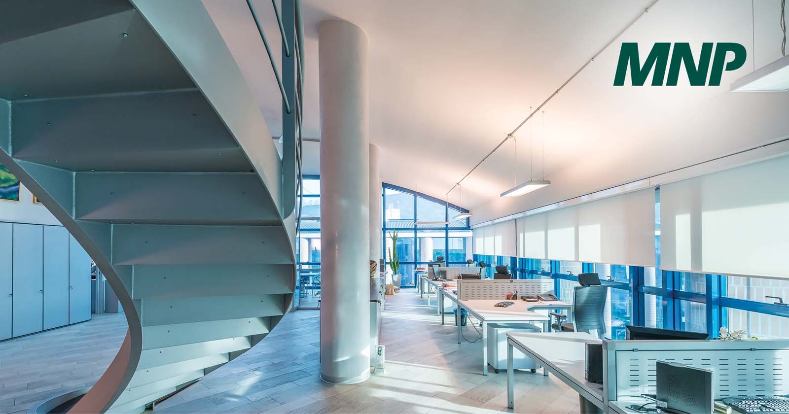 Open office space with a staircase