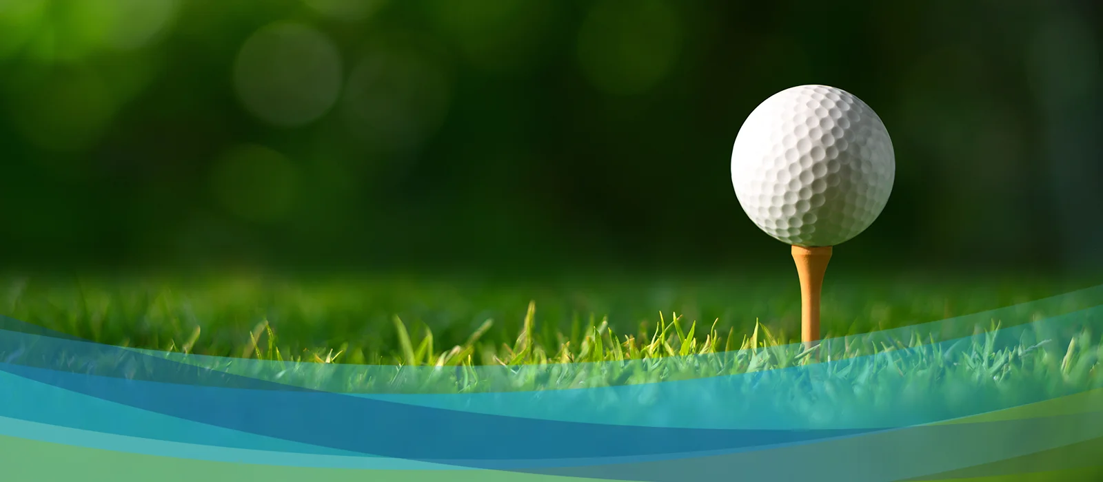 A close-up shot of a golf ball with greenery in the background.