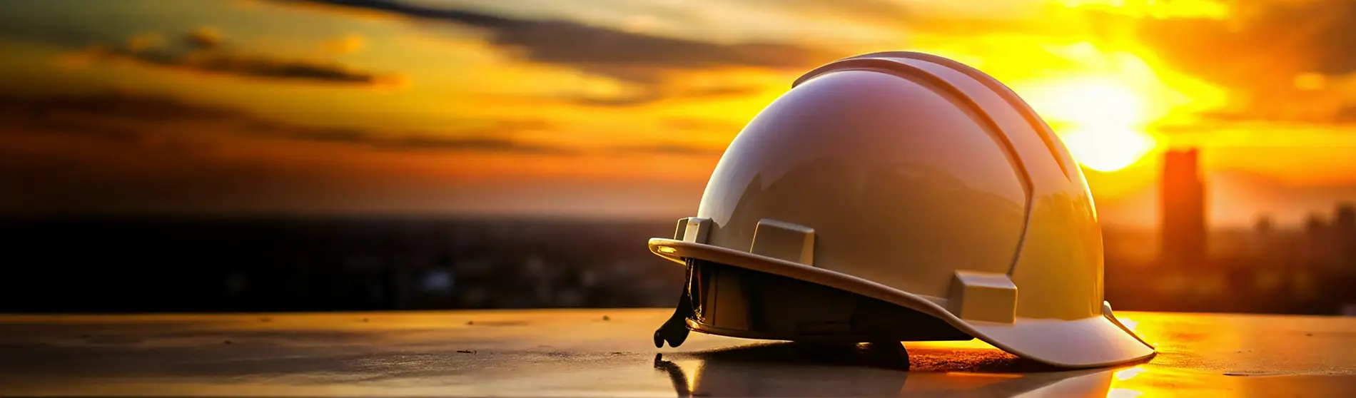 An engineering helmet at sunset civil construction.