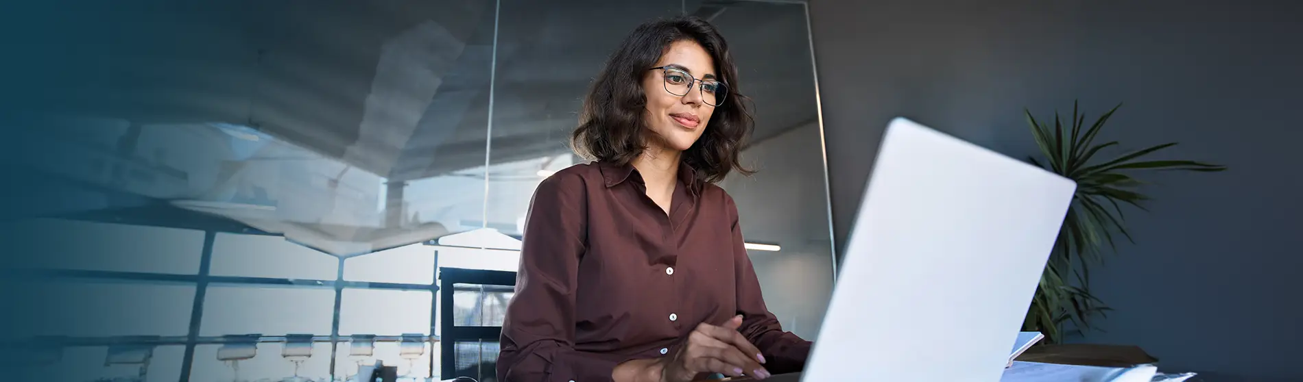 Young professional working on laptop