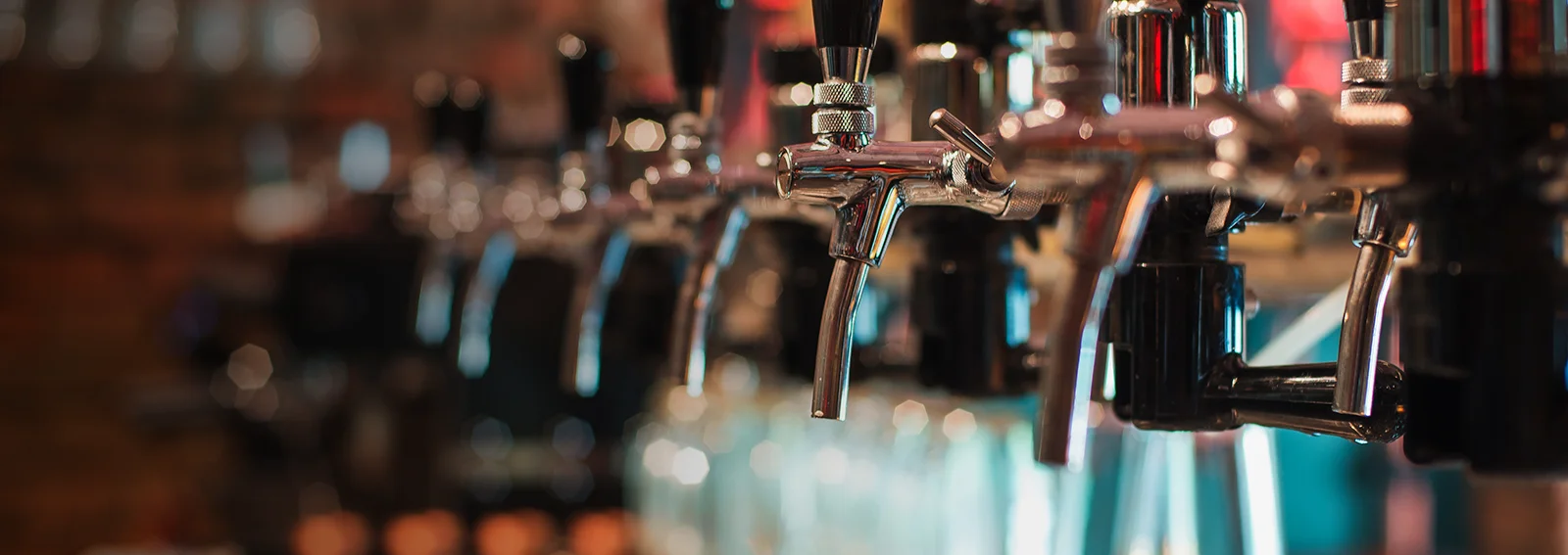 Close up of brewery taps.