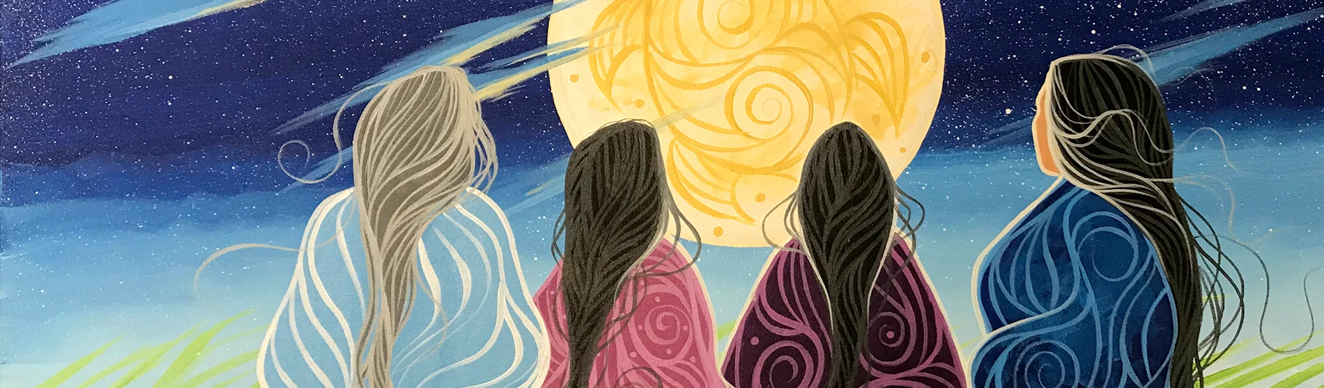 Abstract image of four woman looking into the sunset