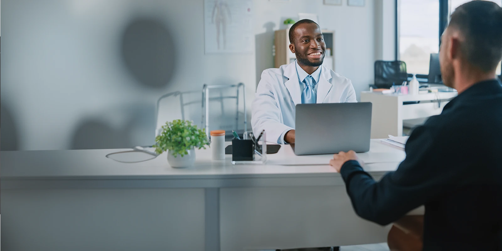 medical practioner having a conversation with a client
