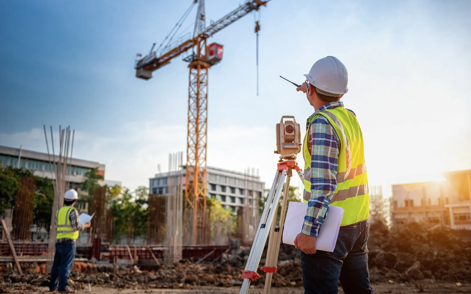 2 workers at a construction site