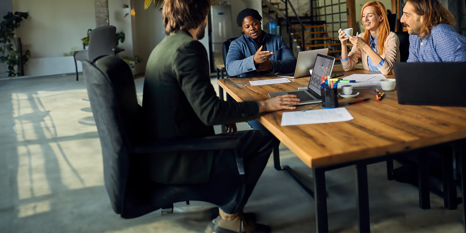 technology company collaborating in their office