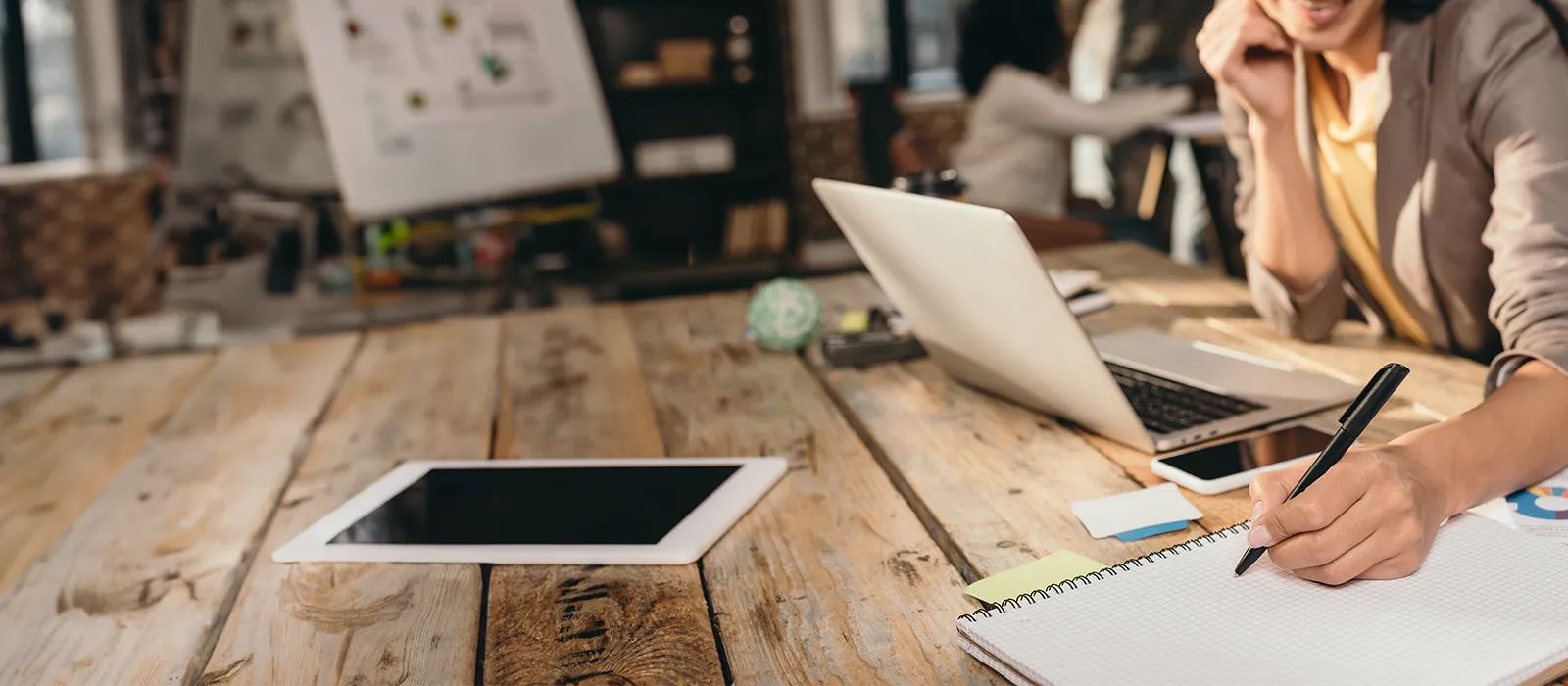 business woman reviewing financial documents