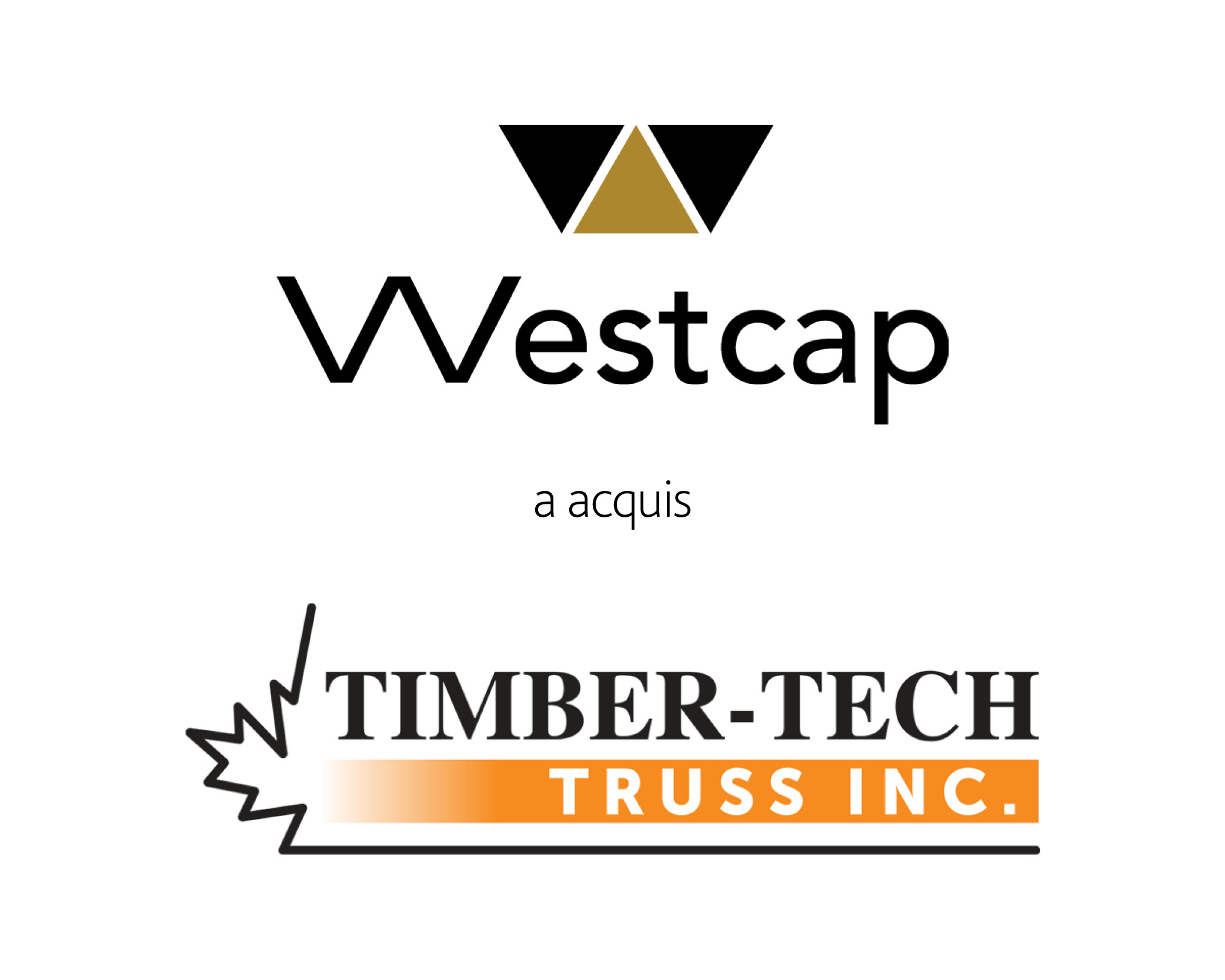 Westcap acquiert Timbertech Trust Inc." - Un logo de Westcap, une société financière, avec le texte "Timbertech Trust Inc." en dessous.