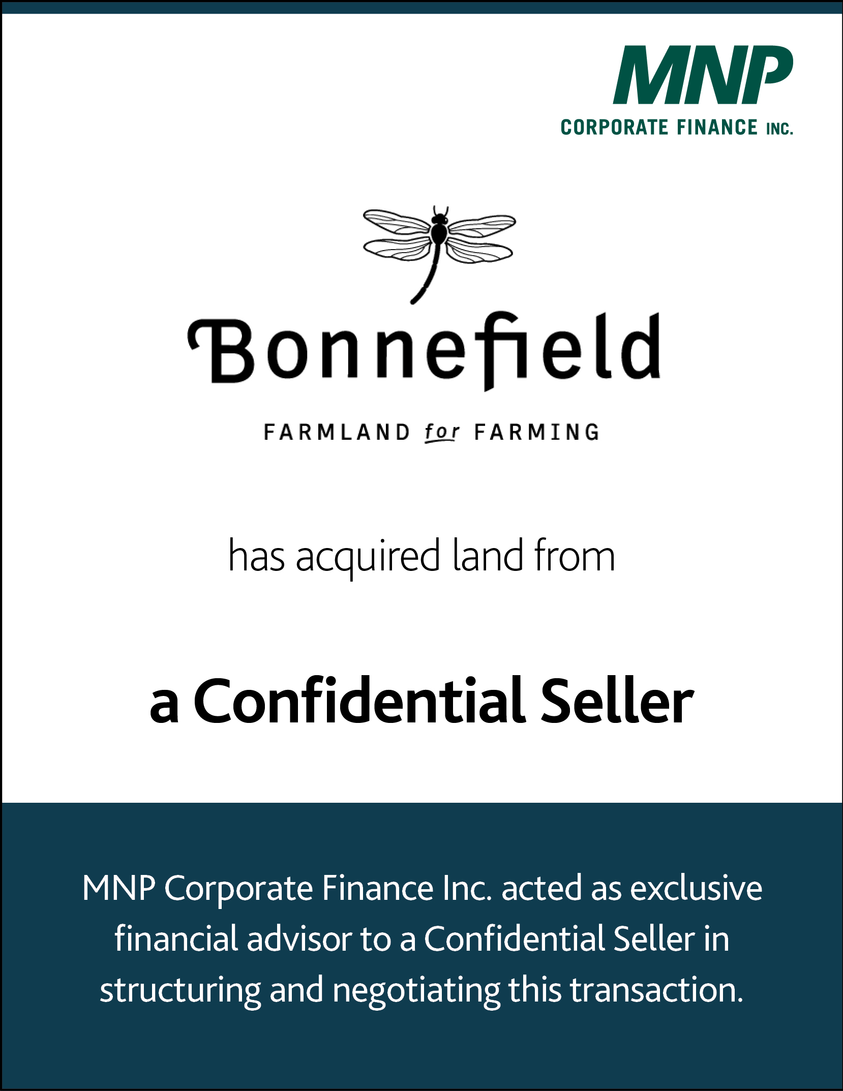 Bonnefield Farmland for Farming has acquired land from a confidential seller