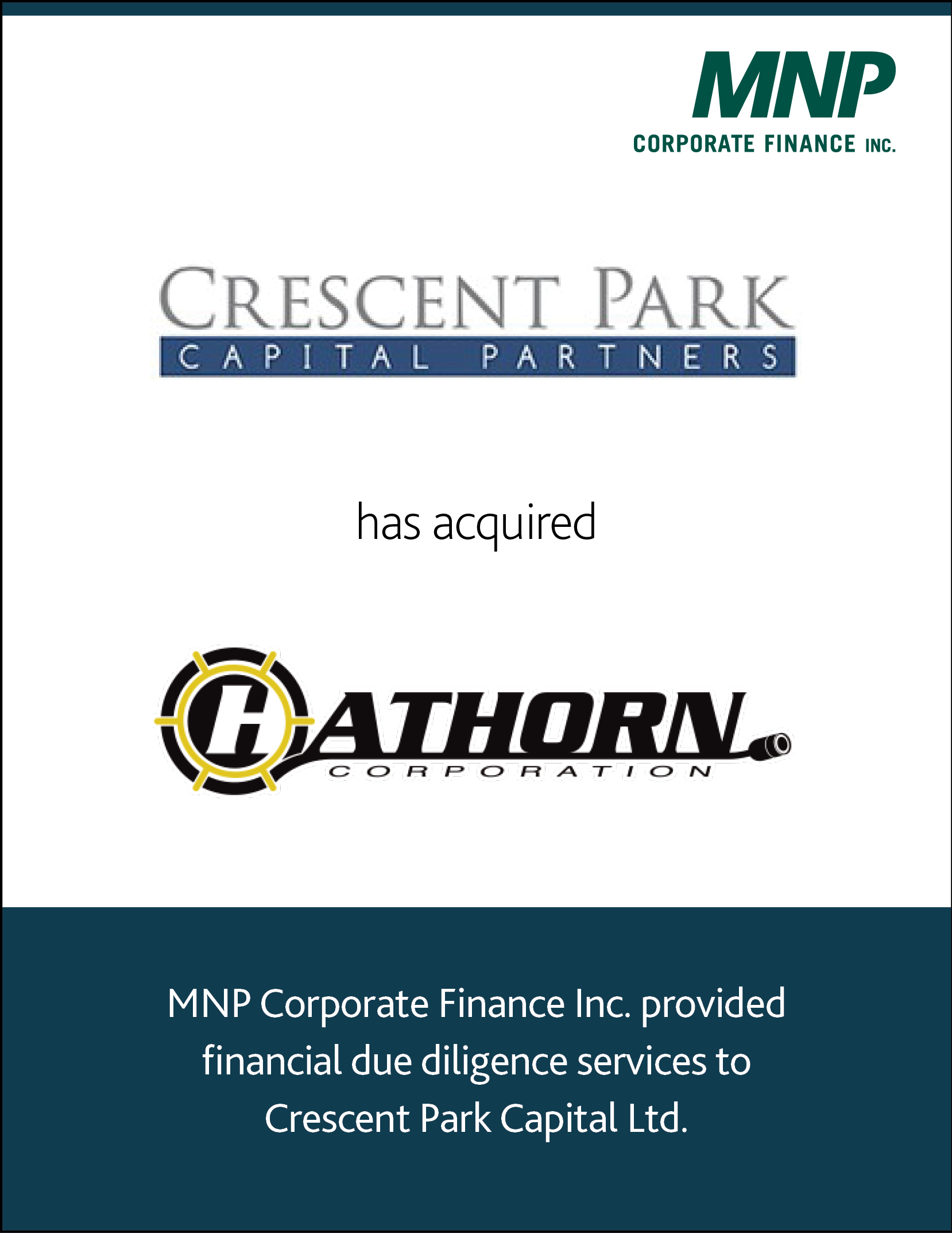 Crescent Park Capital Partners has acquired Hathorn Corporation