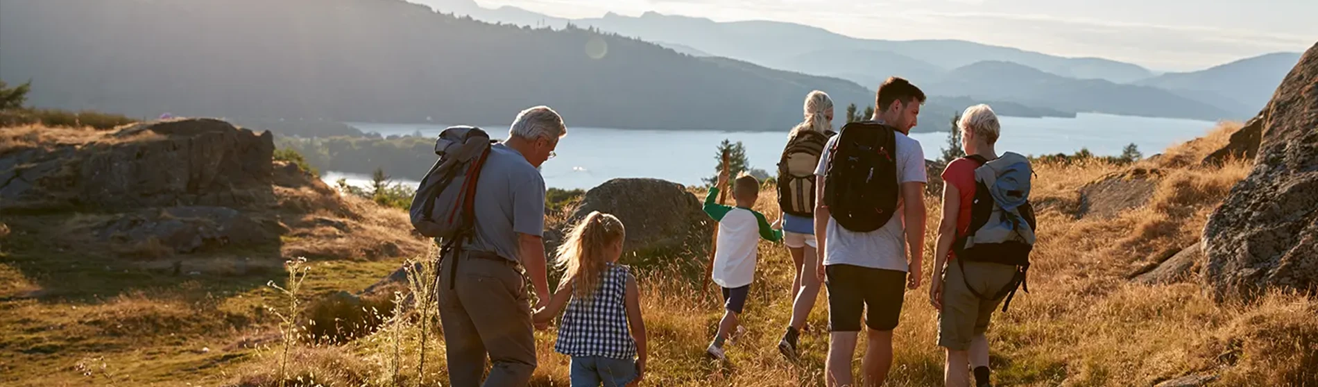 multigenerational family on hike