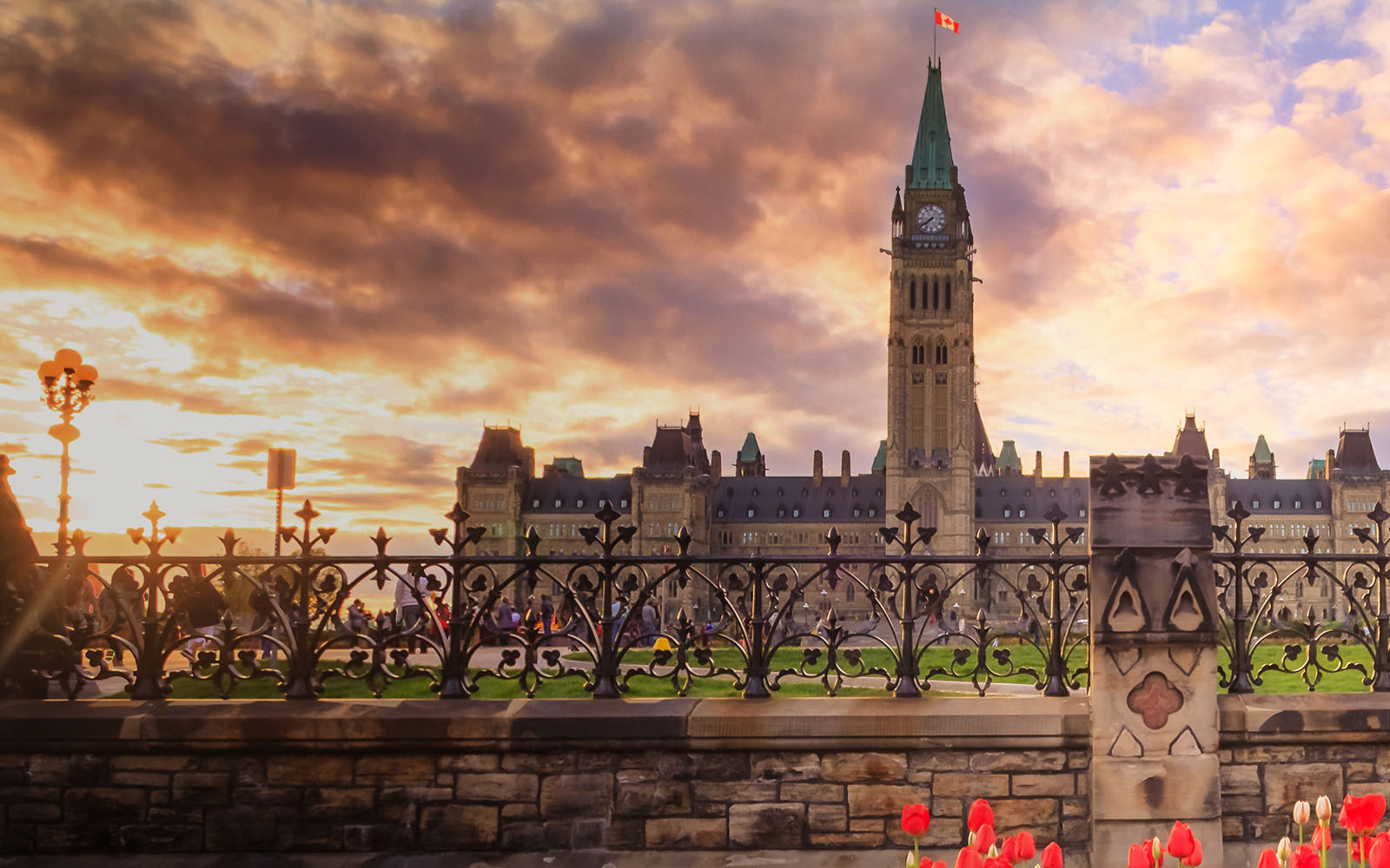 Parliament building at sunset